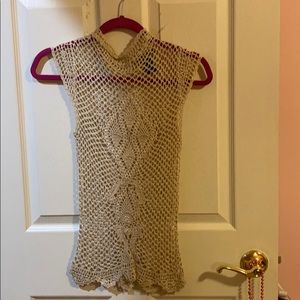 Knit tan high neck tank